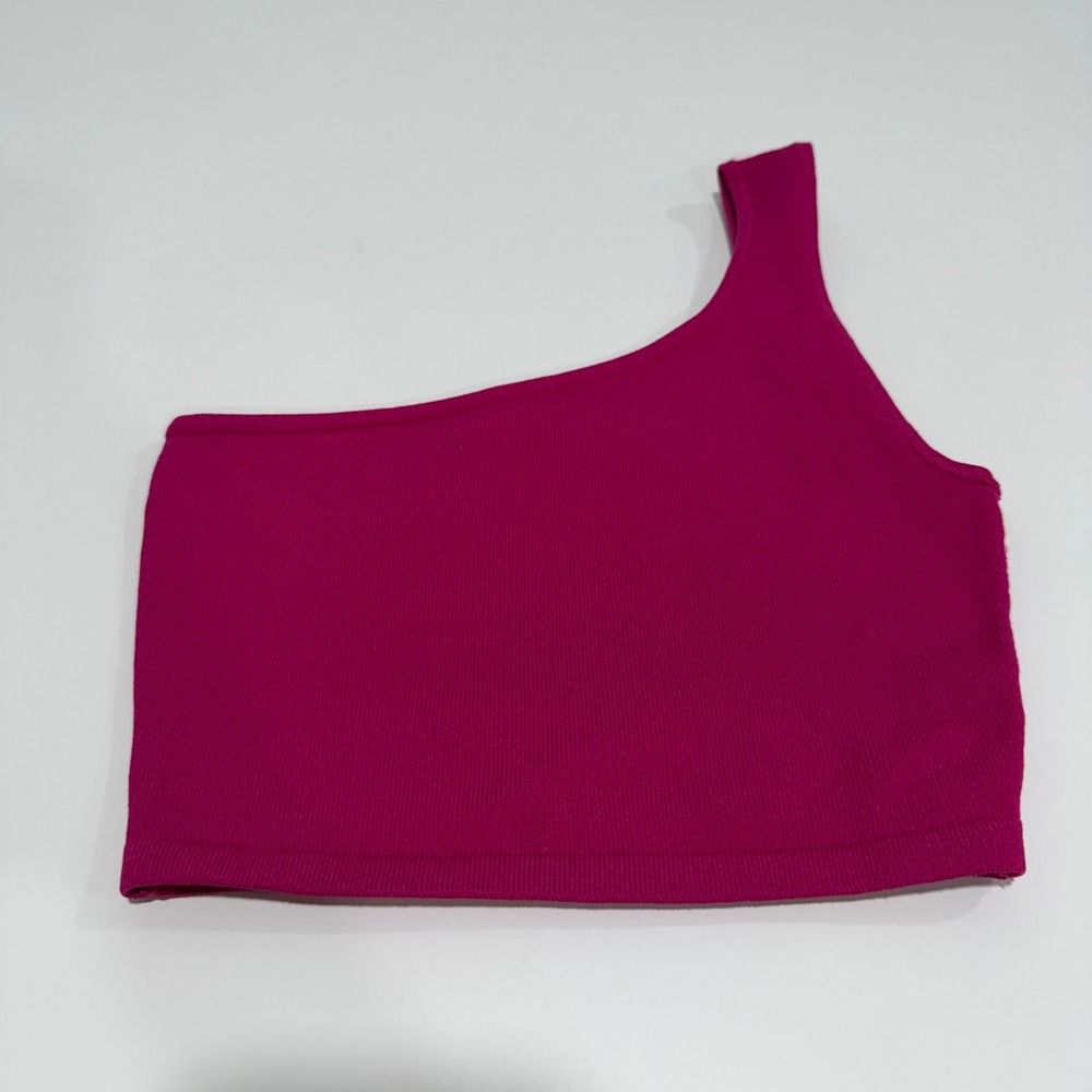Babaton Aritzia Sculpt Knit One Shoulder Top Magenta Pink XS SPX 01-03-3725-K086